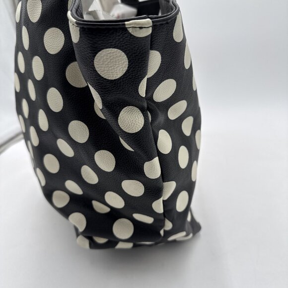 Betsey Johnson Large Black White Polka Dotted Tote Bag Reversible - Picture 6 of 13